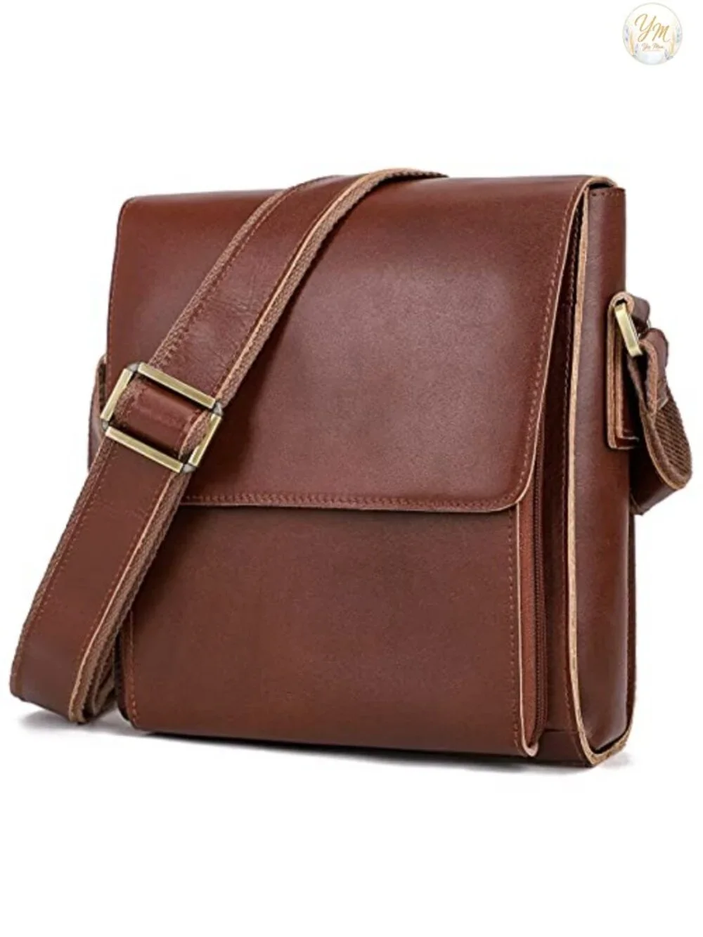 Genuine Cowhide Leather Messenger Bag Crossbody for Men Work Travel Tablet